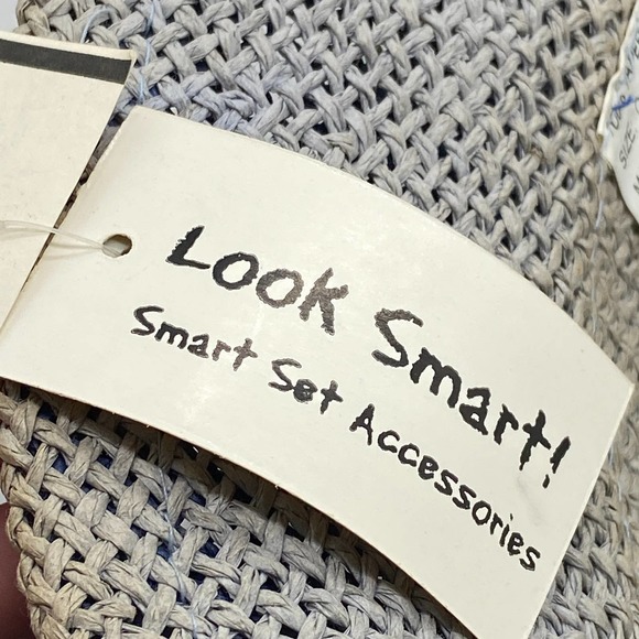 Look Smart Straw Hat Reversible OS‎ Blue Beige Tags still Attached - Picture 10 of 12